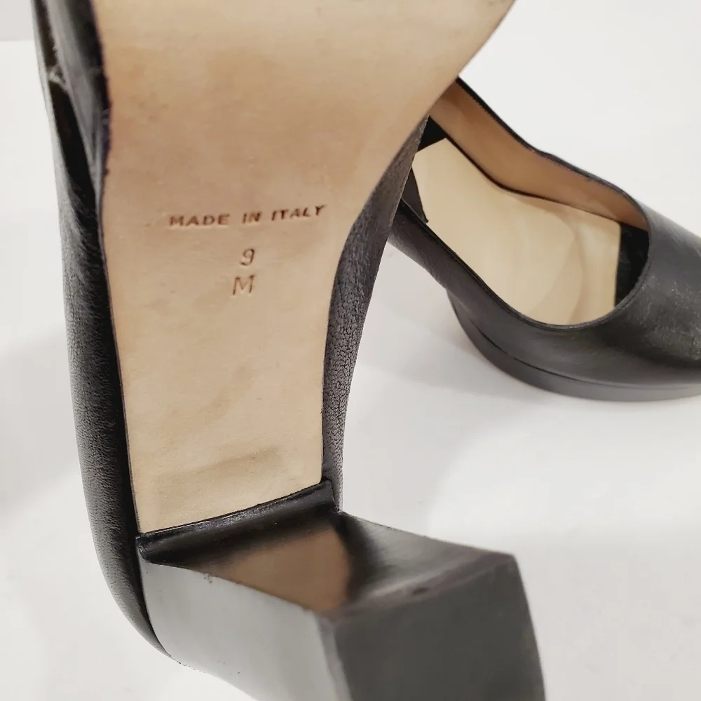 Michael Kors Collection Black Leather Peep Toe Platform Pumps